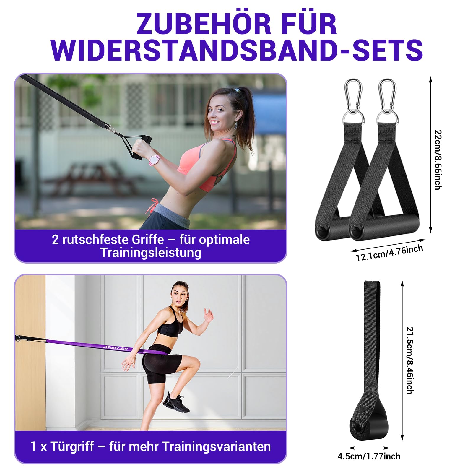 Lot de 11 Bandes de résistance pour entraînement de Force avec ancrage de Porte, poignées et Fitness pour physiothérapie, Yoga, Pilates, pour Hommes et Femmes