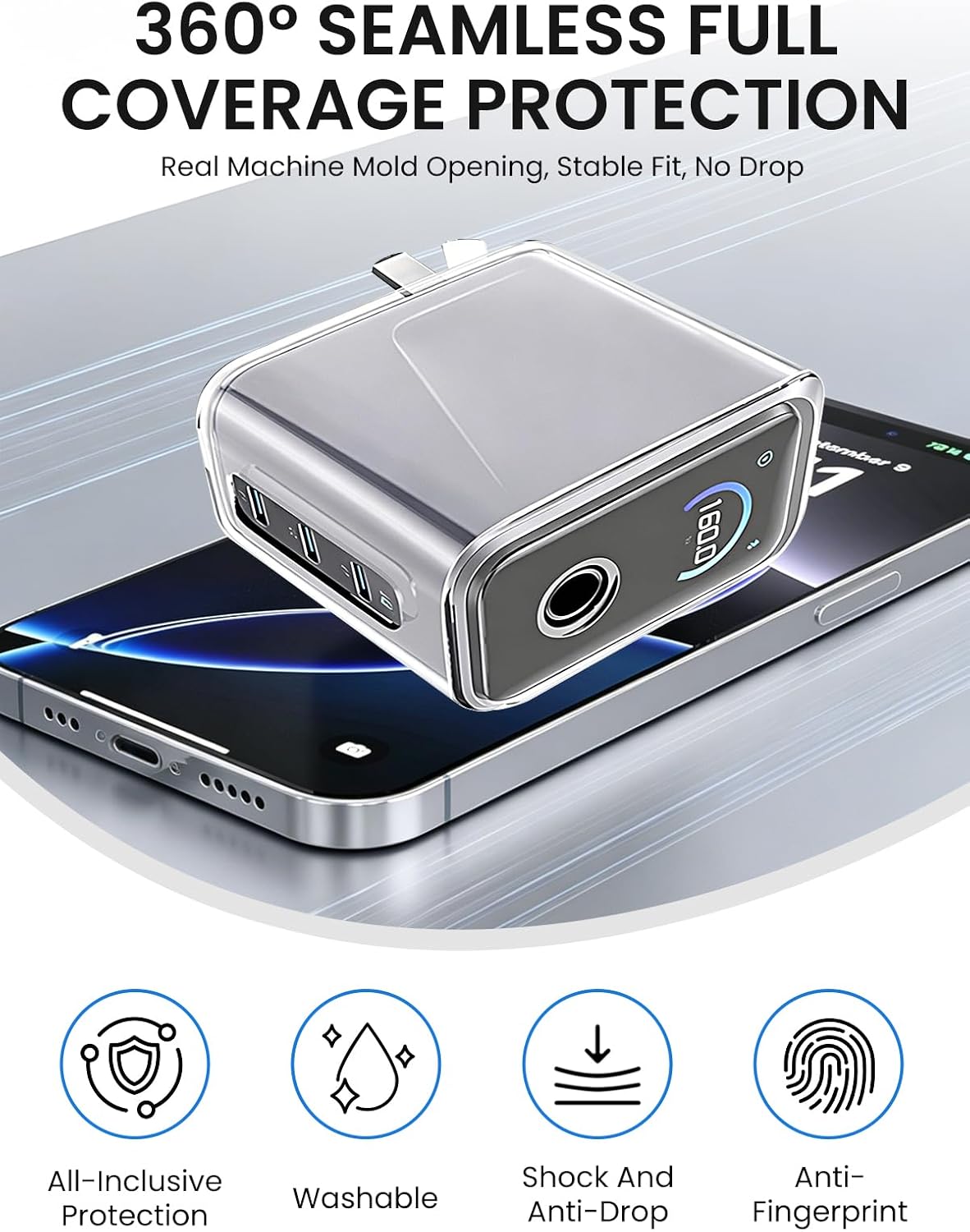 for Anker 160W 3-Port Compact USB C GaN Charger Block Case, Clear Soft TPU Protective Case Cover,Full Protective for Anker Prime Charger-Clear