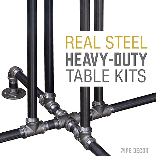 Miniatura 5 de PIPE DECOR Patas de mesa de altura de barra, patas de tubería de plomería de estilo industrial para pubs, restaurantes, cueva de hombre o cocina,