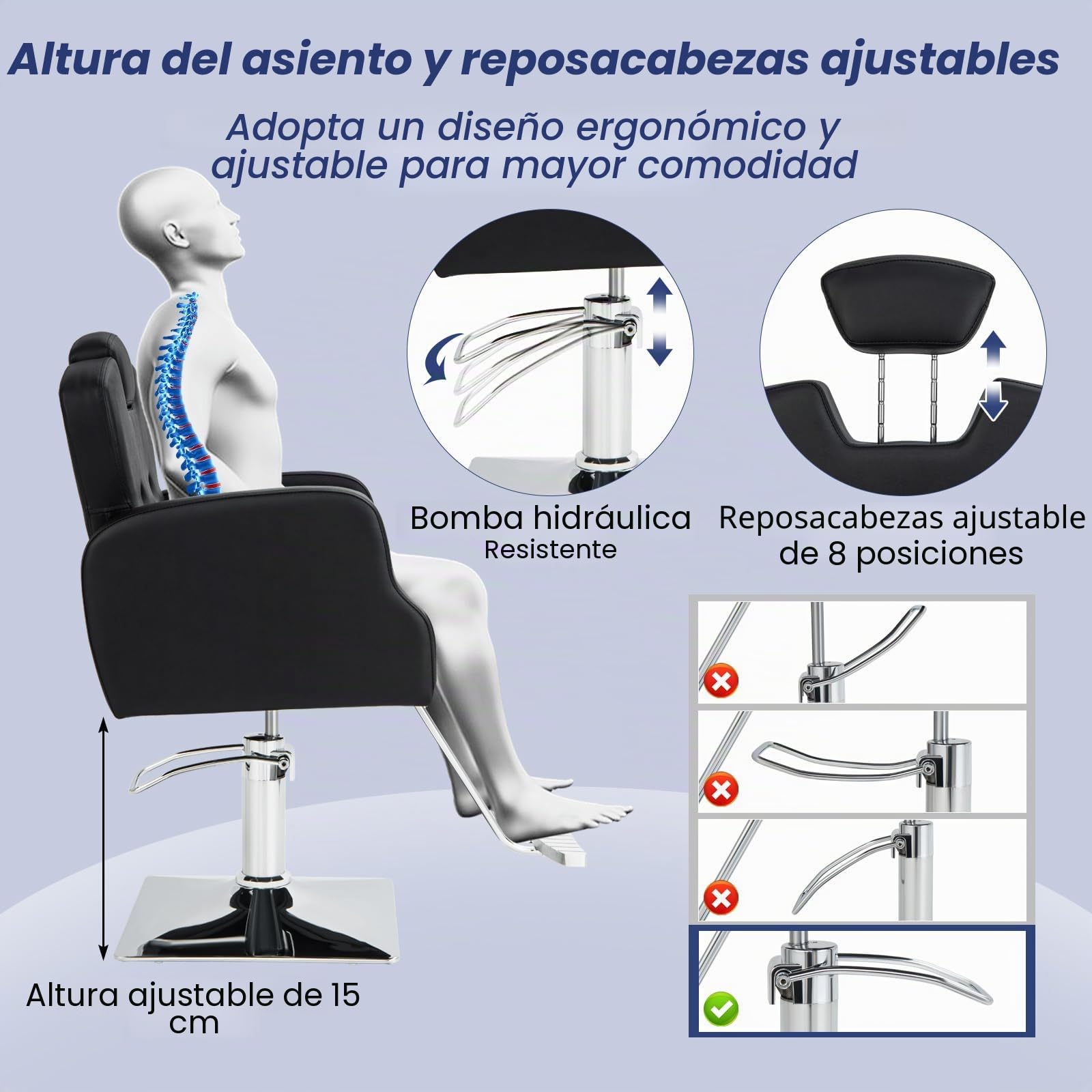 GOPLUS Silla de Peluquería con Bomba Hidráulica, Silla de Barbero Moderno Giratorio 360 ° con Asiento Ajustable, Reposacabezas, para Salón de SPA y Belleza, Barbería, Carga 150 kg, Negro