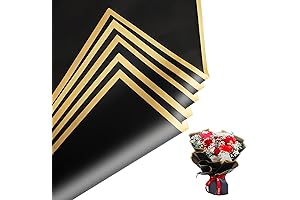 Duyasurs Flower Wrapping Paper: Black and Gold Elegance for Exquisite Floral Bouquets