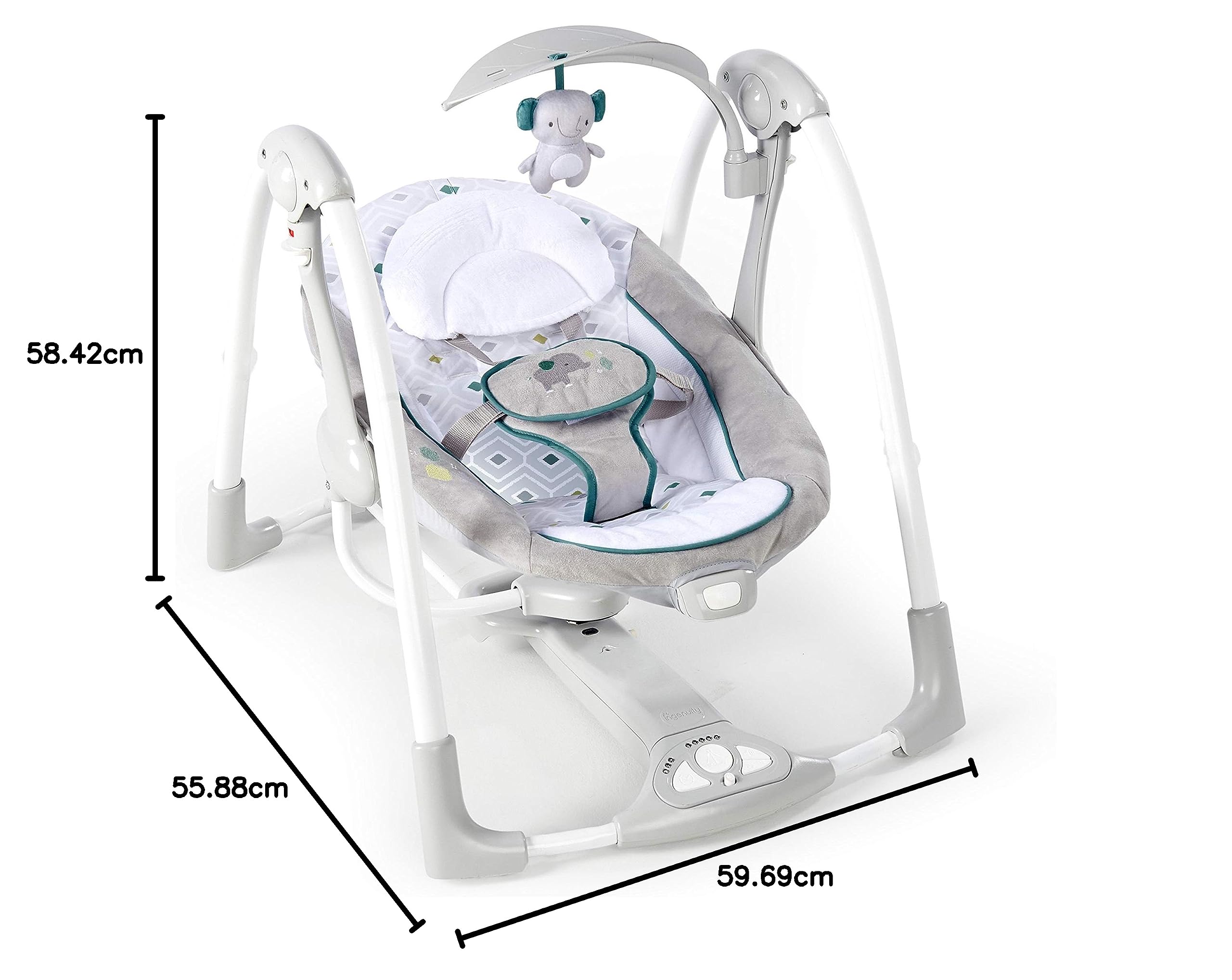 Ingenuity ConvertMe 2-in-1 Compact Portable Automatic Baby Swing & Infant Seat, Battery-Powered Vibrations, Nature Sounds, 0-9 Months 6-20 lbs- Nash