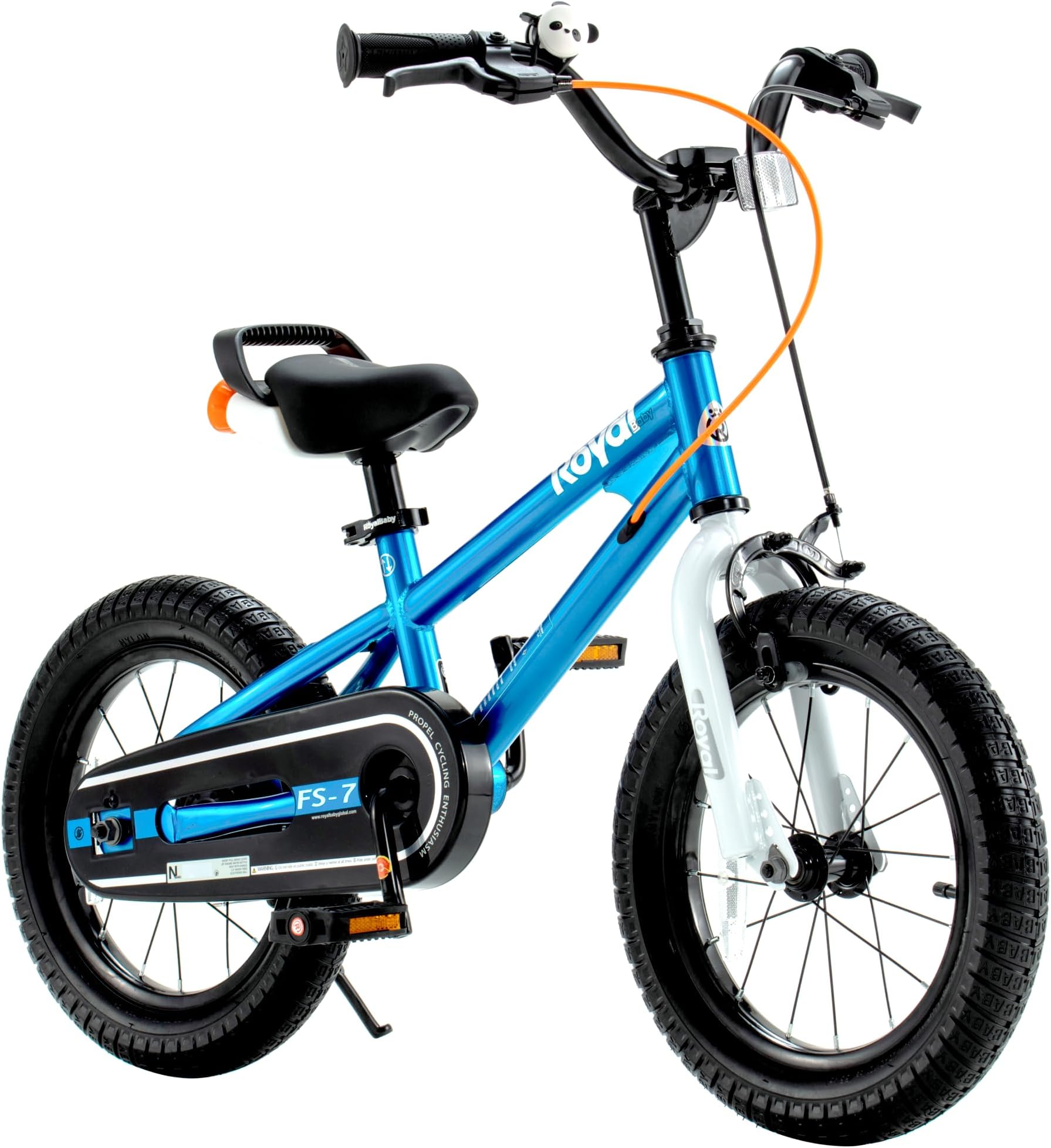 RoyalbabyFreestyle 7 Kids Bike Toddlers 14 Inch Wheel Dual Handbrakes Bicycle Beginners Boys Girls Ages 3-5 Years, Kickstand and Water Bottle Included, Blue