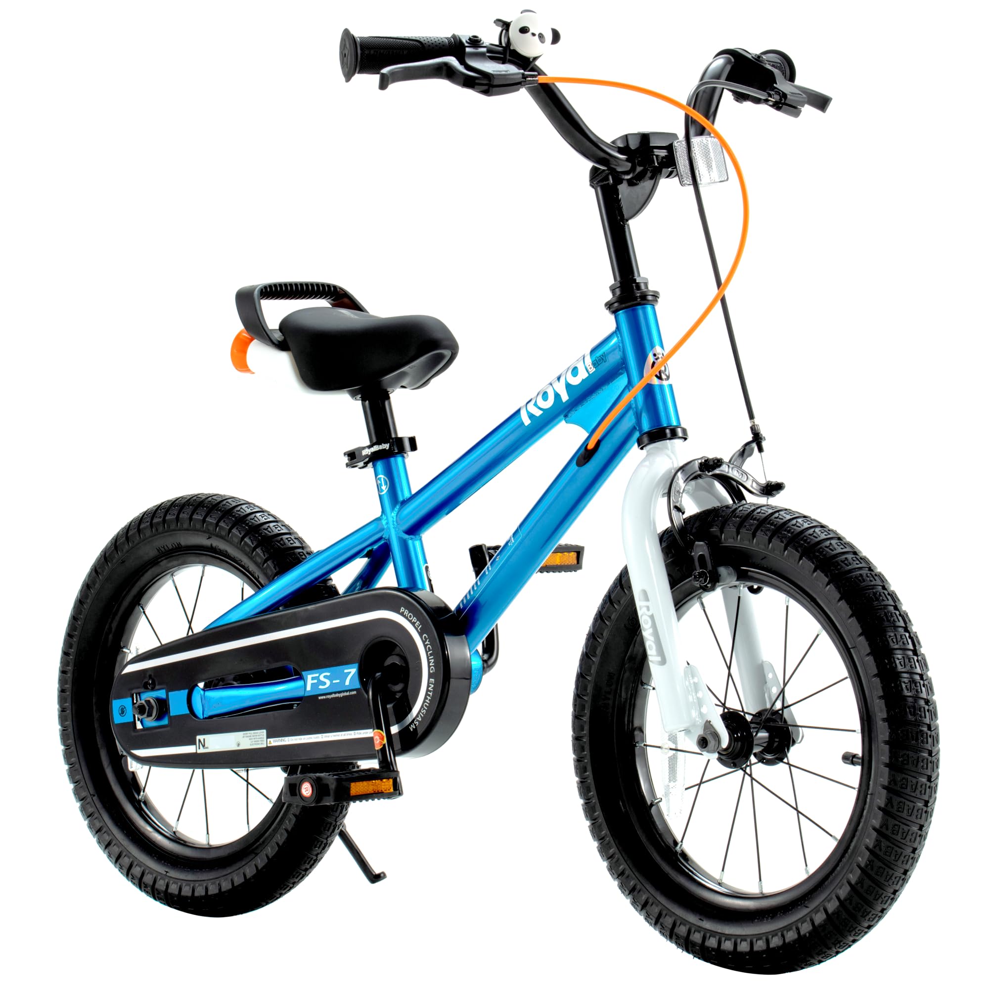 RoyalbabyFreestyle 7 Kids Bike Toddlers 14 Inch Wheel Dual Handbrakes Bicycle Beginners Boys Girls Ages 3-5 Years, Kickstand and Water Bottle Included, Blue