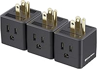 Cable Matters ETL Listed 3-Pack 3-Outlet Grounded Wall Adapter - Cube Tap Power Splitter, 90° Design for Tight Spaces, Black