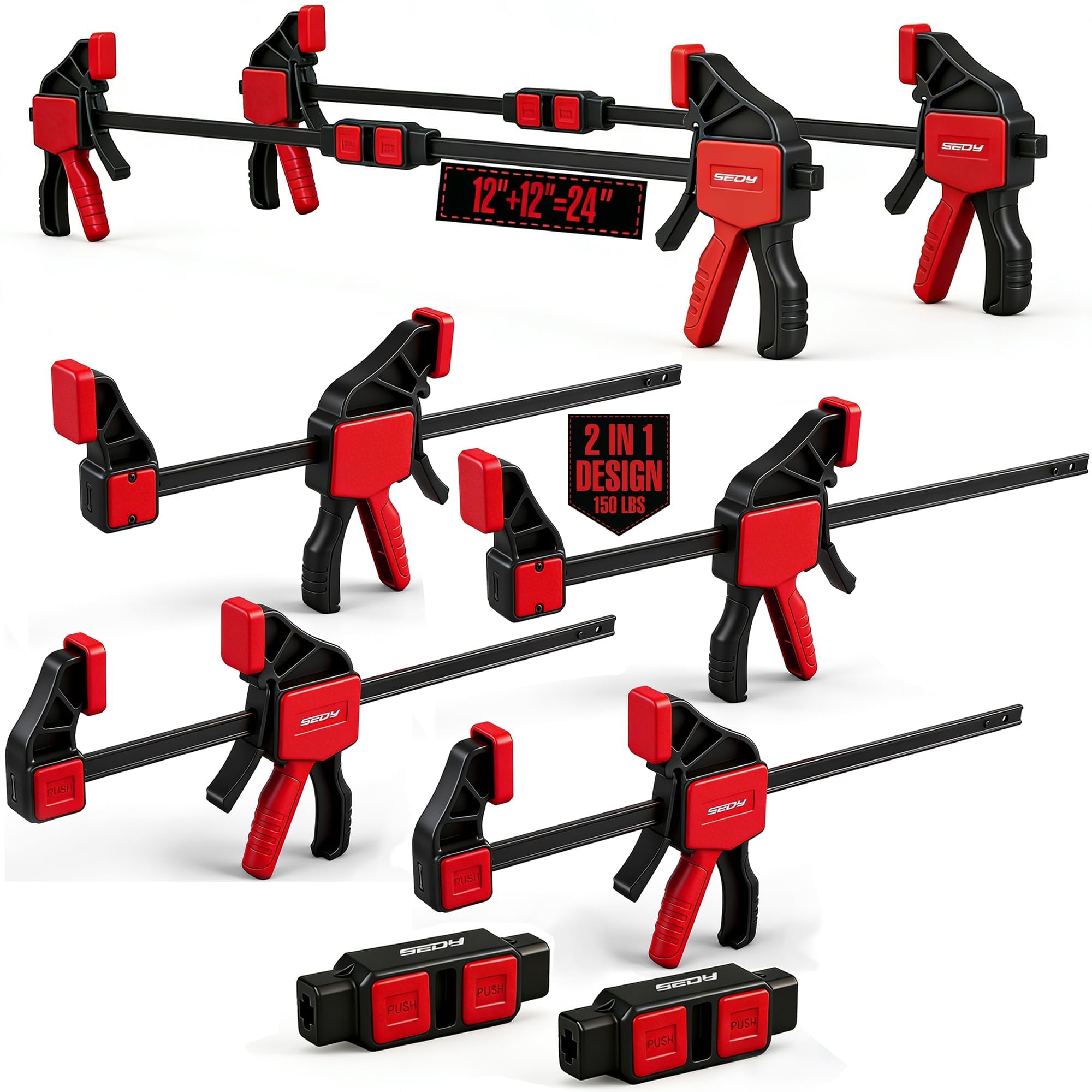 SEDY 12 Inch Bar Clamps - 6 Pack Woodworking Clamps -1