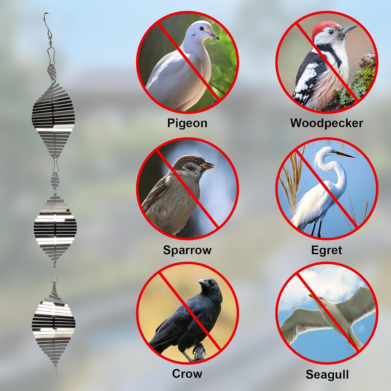 Bird Deterrents for Outside, 12 Pcs Stainless Steel 3D Wind Spinners