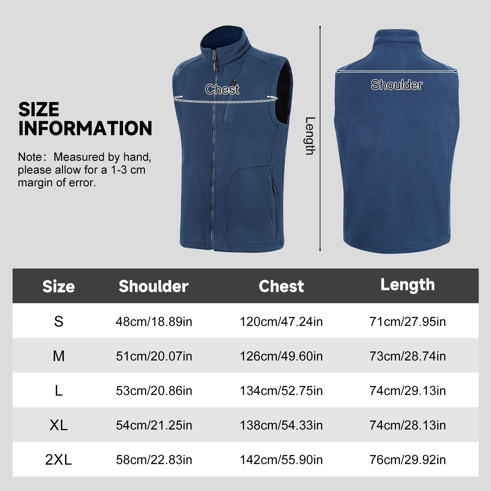 BWBIKE Gilet Polaire pour Hommes Gilets Polaires Légers et Chauds Vêtements d’extérieur Avec Poches Zippées, Veste sans Manches légère Douce pour l’hiver