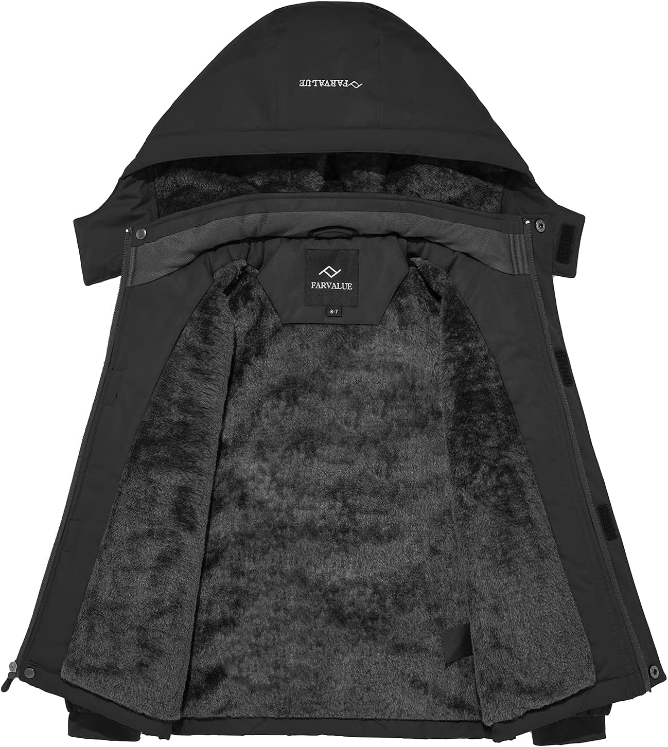 FARVALUE Boys Waterproof Ski Jacket Windproof Winter Coat Warm Snow Coat Outdoor Raincoats with Removable Hood