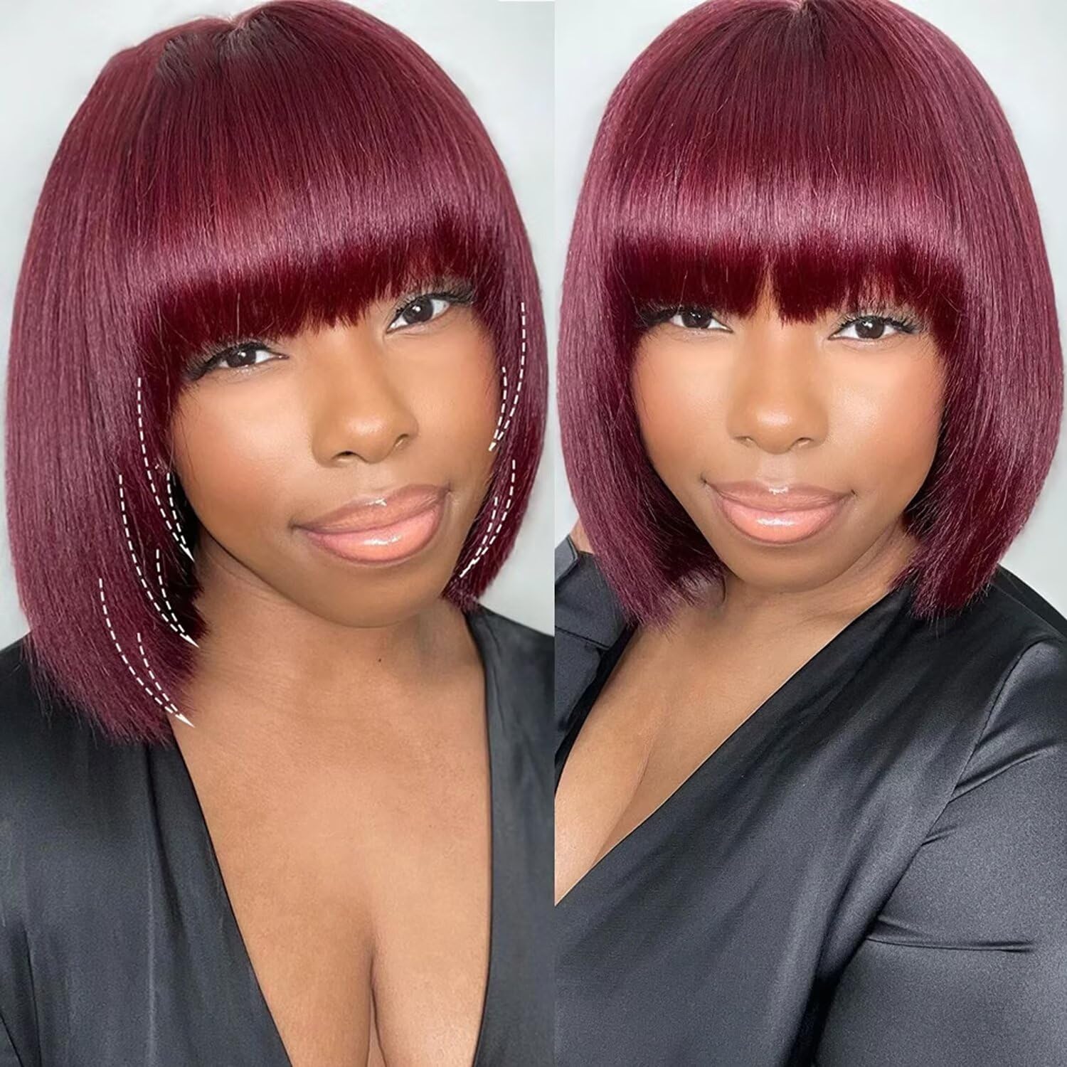 Amazon.com : 99J Straight Bob Wigs Human Hair With Bangs 