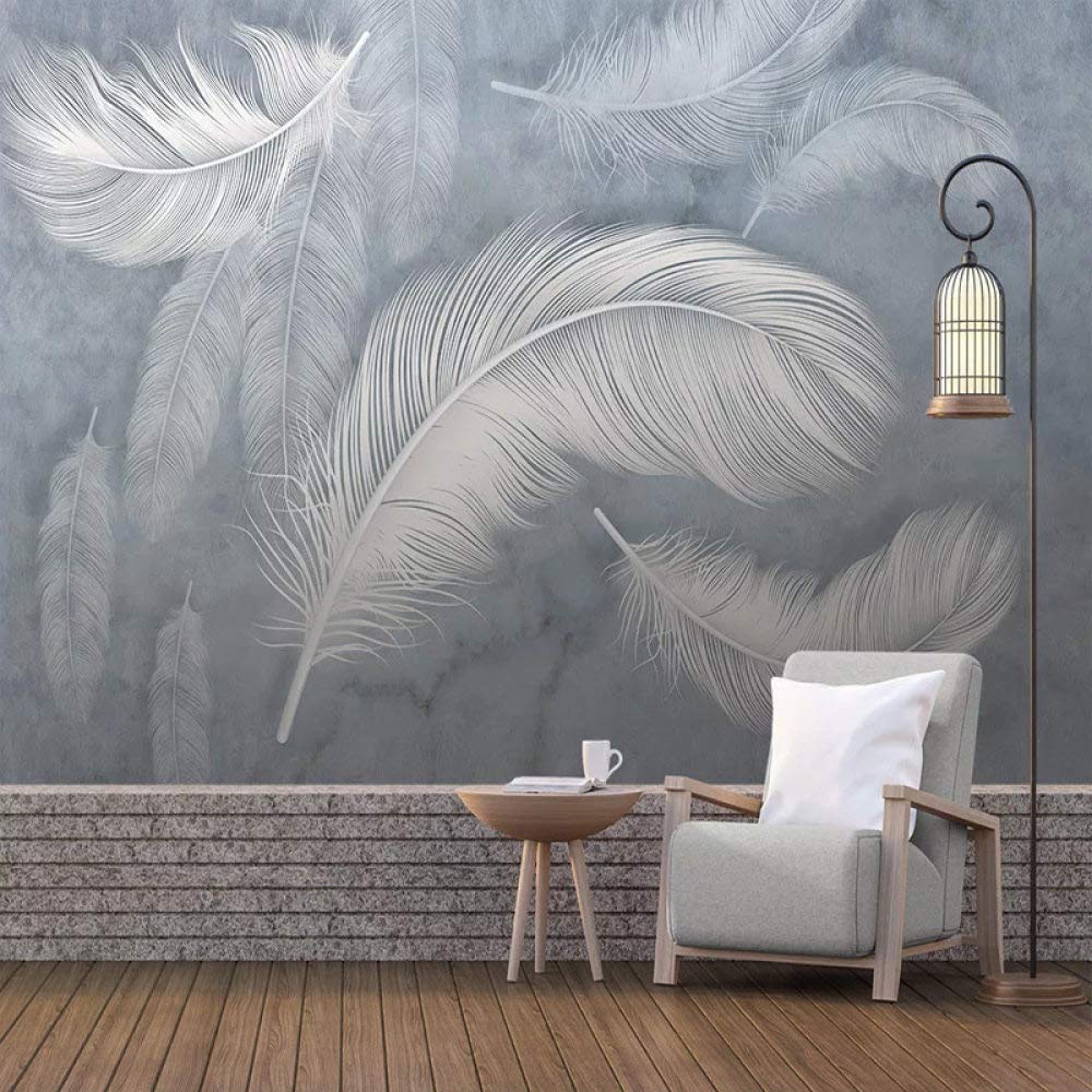 Carta Da Parati 3D,Moderna Trama Di Piume Bianco Sporco Moda Grande Carta Da Parati Autoadesiva Buccia E Bastone Carta Di Contatto Staccabile Vinile Murale Adatto Per Soggiorno Camera Da Letto Decor