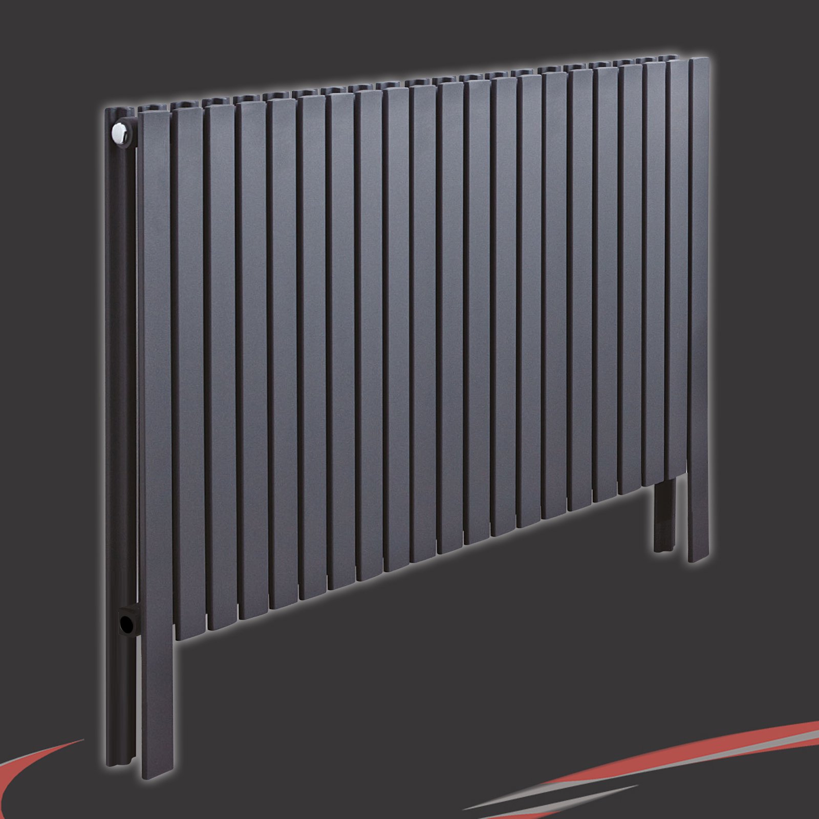 1000mm(w) x 800mm(h) "Axim" Double Horizontal Anthracite Floor Standing Radiator (21 x 2 Sections)