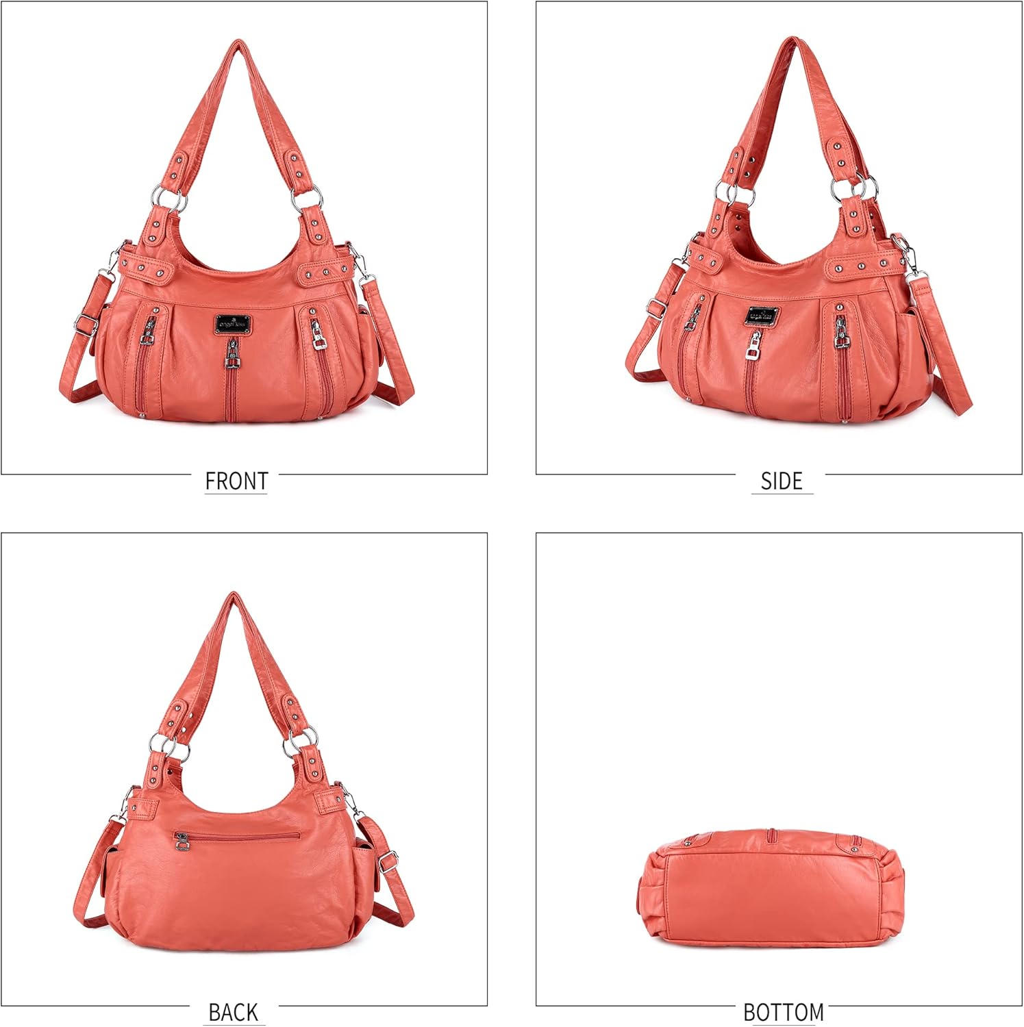 Angel Kiss Large Purses and Handbags for Women Washed Faux Leather Crossbody Hobo Satchel Shoulder Handbag Tote Purse - Image 4