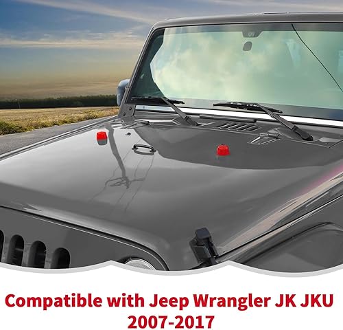 Miniatura 7 de Moldura de cubierta de goma para capó del motor, accesorios de decoración para Jeep Wrangler JK JKU 2007-2018, Rojo
