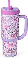 Vista 29 de Ello Oasis Vaso de 24 oz con asa y popote retráctil Taza reutilizable de acero inoxidable aislada 100% a prueba de fugas, regalos