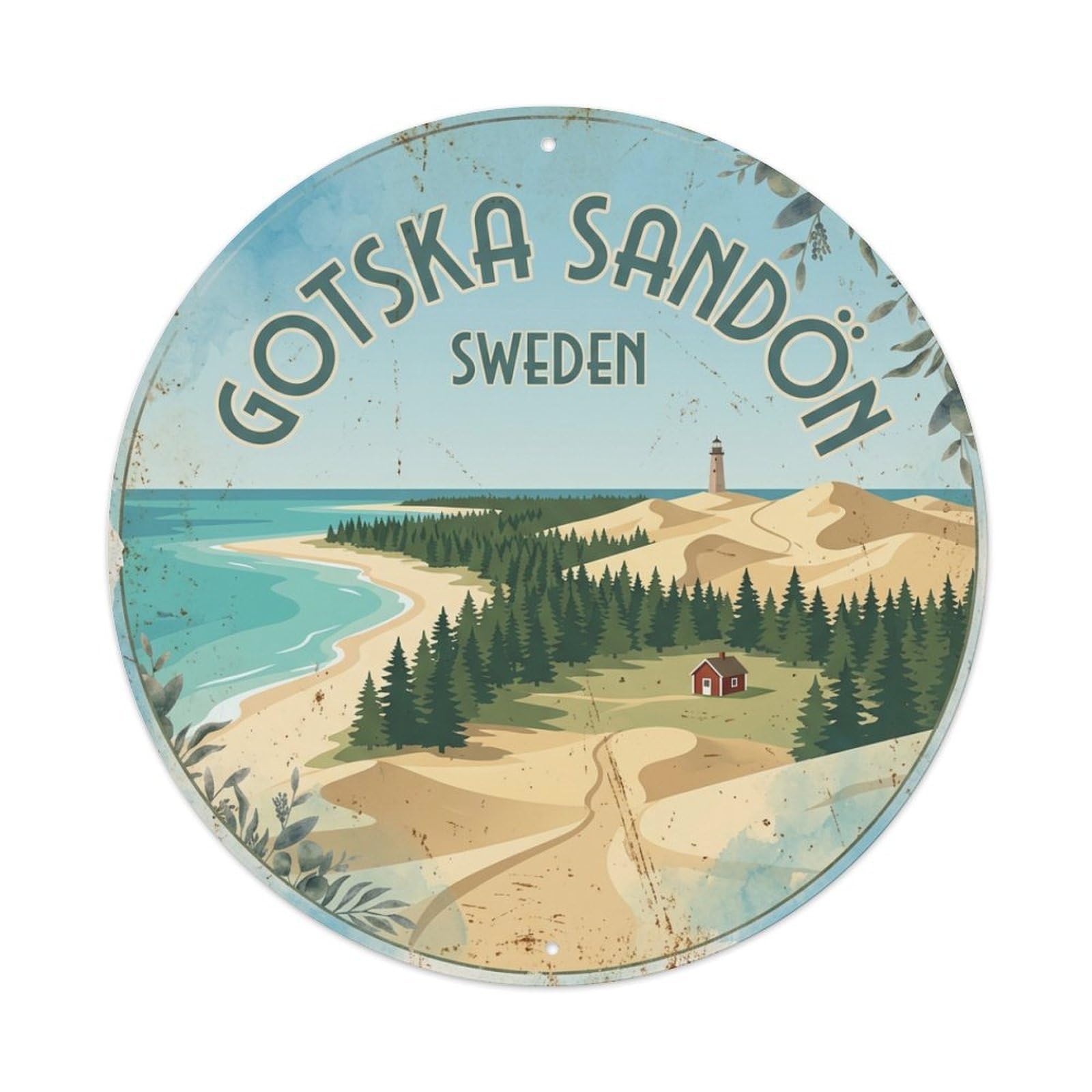 Vintage Travel Gotska Sweden Beach Metal Tin Sign