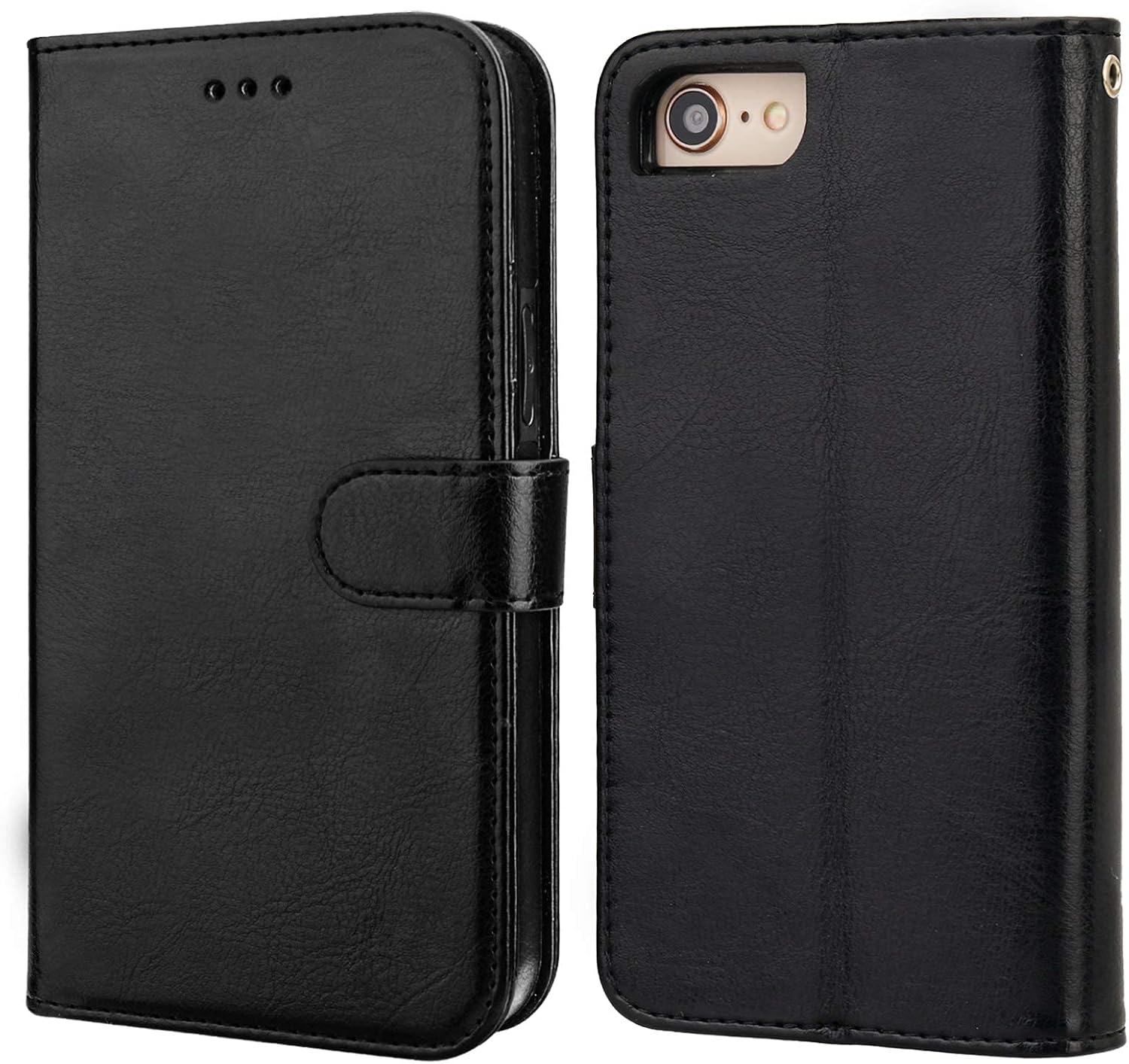 Bocasal for iPhone SE (2022)/SE (2020)/8/7 Wallet Case with Card Holder PU Leather Magnetic Detachable Kickstand Shockproof Wrist Strap Removable Flip Cover for iPhone 7/8/SE2/SE3 4.7 inch (Black)