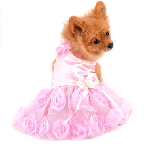 PAIDEFUL Vestido de Novia para Mascotas Ropa para Perros Pequeños Gatos Niñas Verano Lujo Falda Tutú…