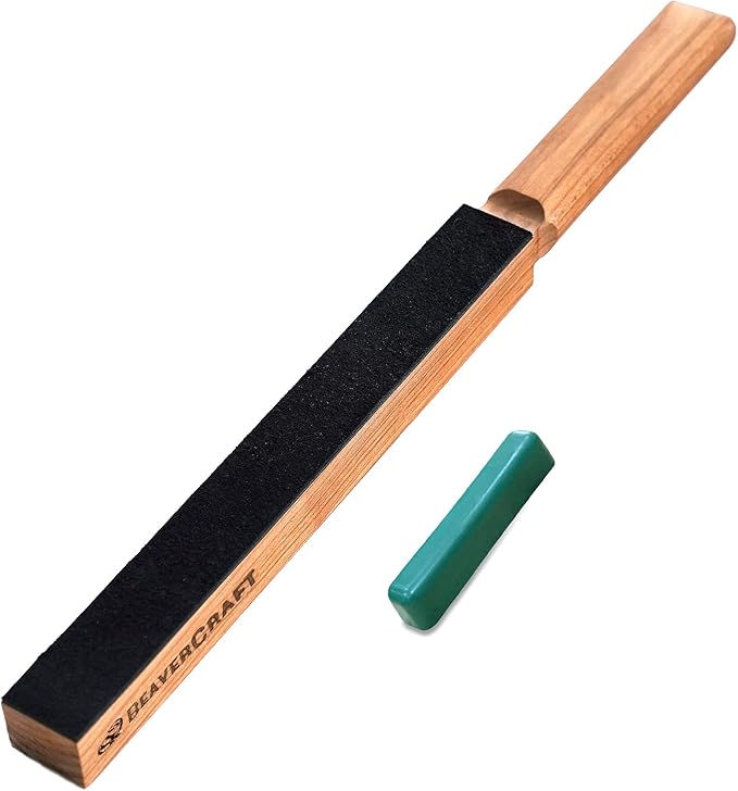 BeaverCraft Leather Strop for Knife Sharpening Strop with Polishing Compound Stropping Leather