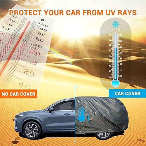 Miniatura 6 de Tecoom Funda impermeable para automóvil para todo tipo de clima, fundas para automóvil con cerradurapuerta con cremallera, forro polar grueso,
