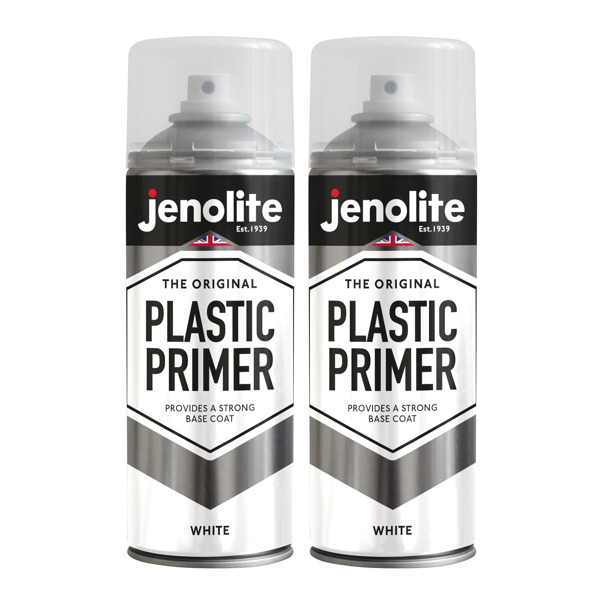 Jenolite White Plastic Primer Spray Paint | | 2X400ml | Premium Quality | Promotes Adhesion | For Automotive, Garden Furniture, Models & Hard Plastics
