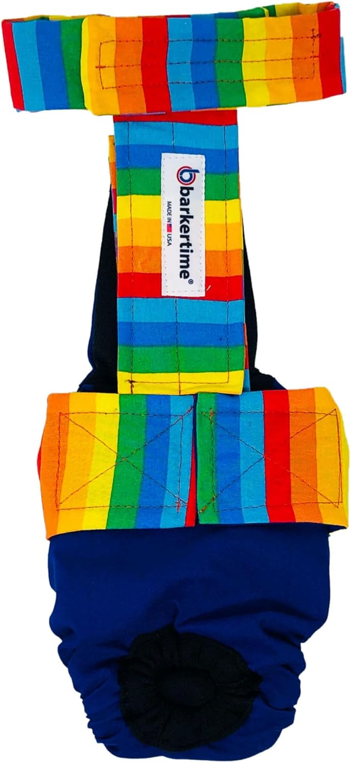 Rainbow Stripes Dog Diaper Overall, XS, Without Tail Hole - Made in USA