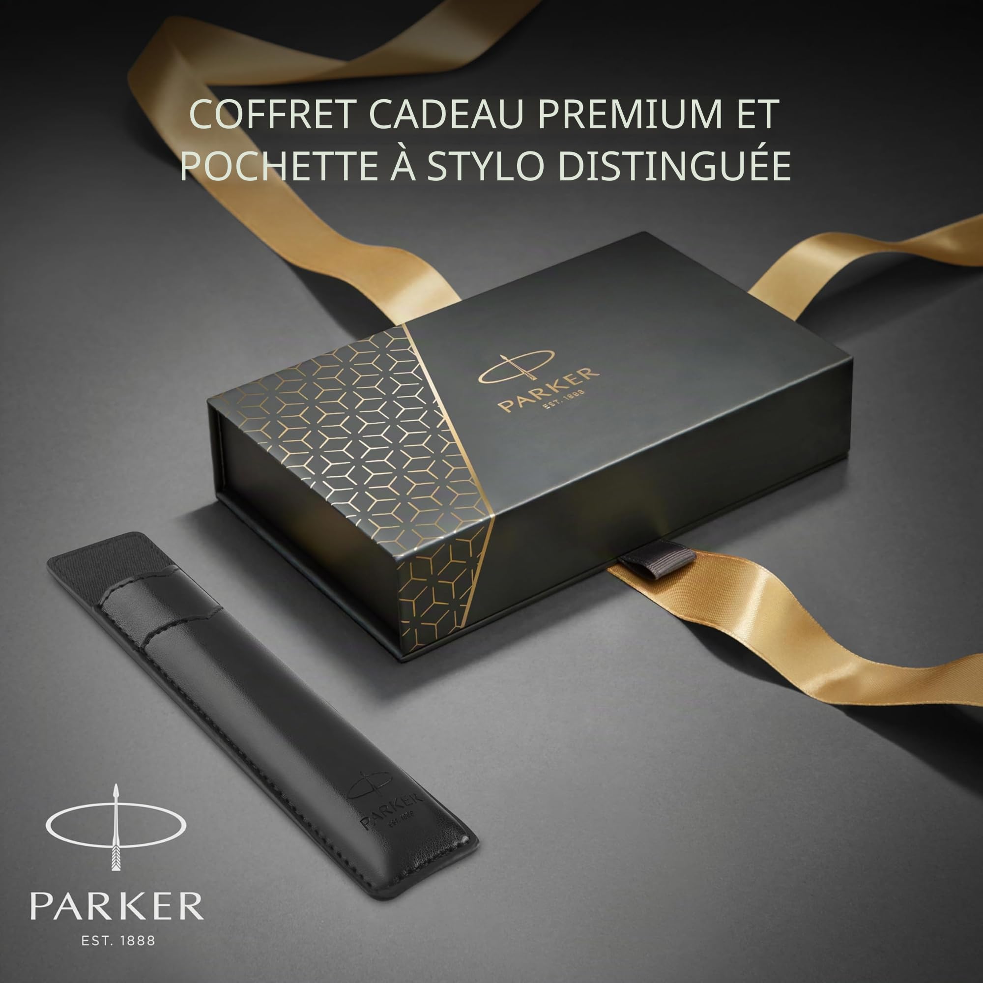 Parker IM Duo Coffret Cadeau | Stylo Plumestylo bille et étui à Stylo | Finition laquée noire avec garnitures chromées | Pointe moyenne | Recharges d’encre bleue | Le cadeau de fin d’études idéal