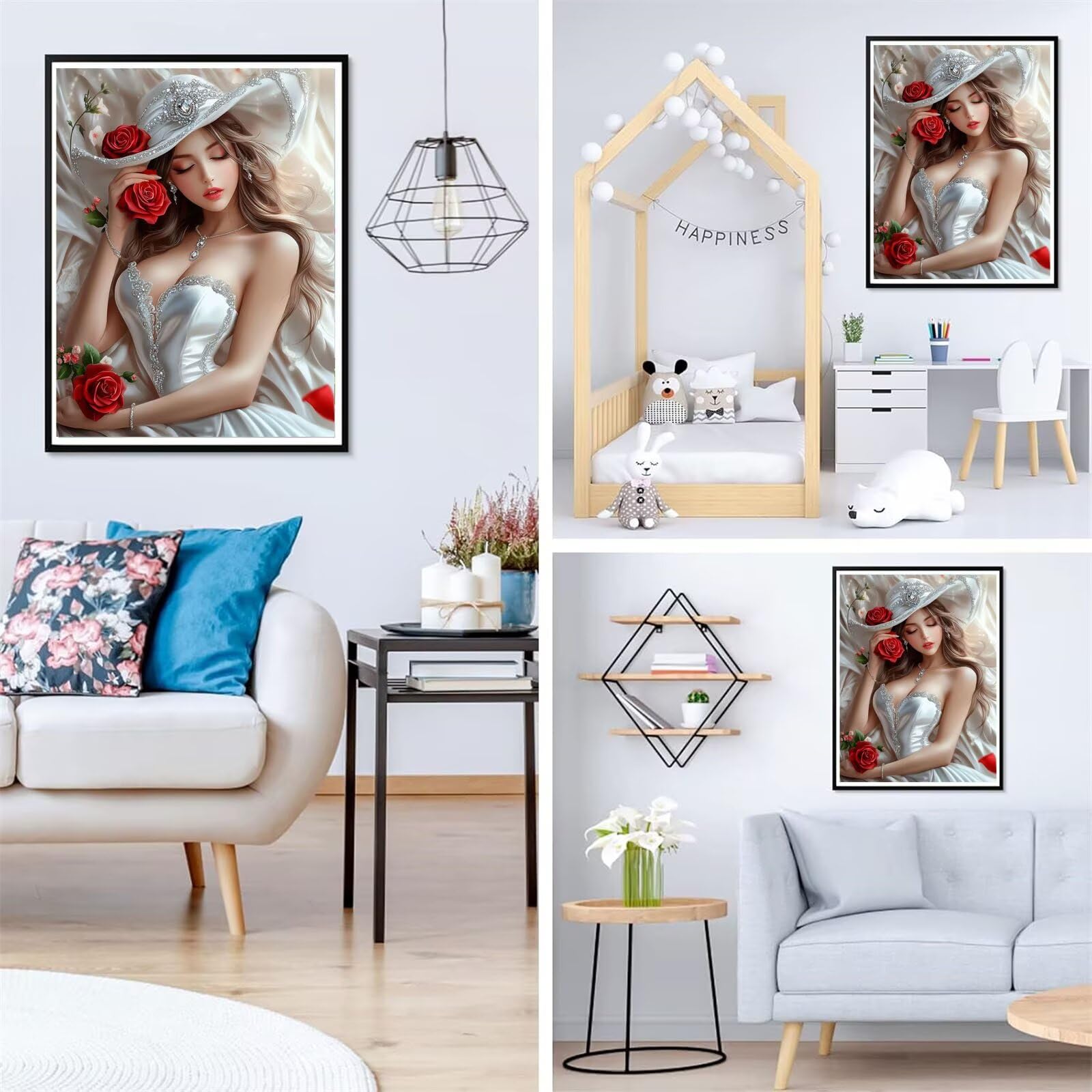 Kobieta kwiatowa sztuka diamentowa, zestawy artystyczne dla dorosłych, DIY, pełne wiercenie, haft krzyżykowy, rękodzieło dla dorosłych, dekoracje świąteczne, hobby dla dorosłych kobiet, prezenty do