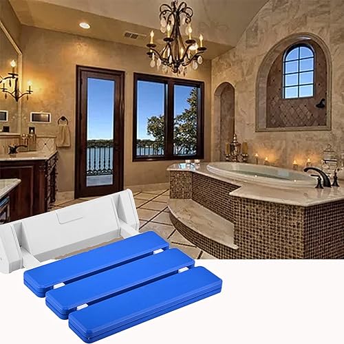 Miniatura 7 de Banco de asiento de ducha plegable, taburete de seguridad para baño, baño, silla de pared de hojas caídas para baño, inodoro y hotel, capacidad de