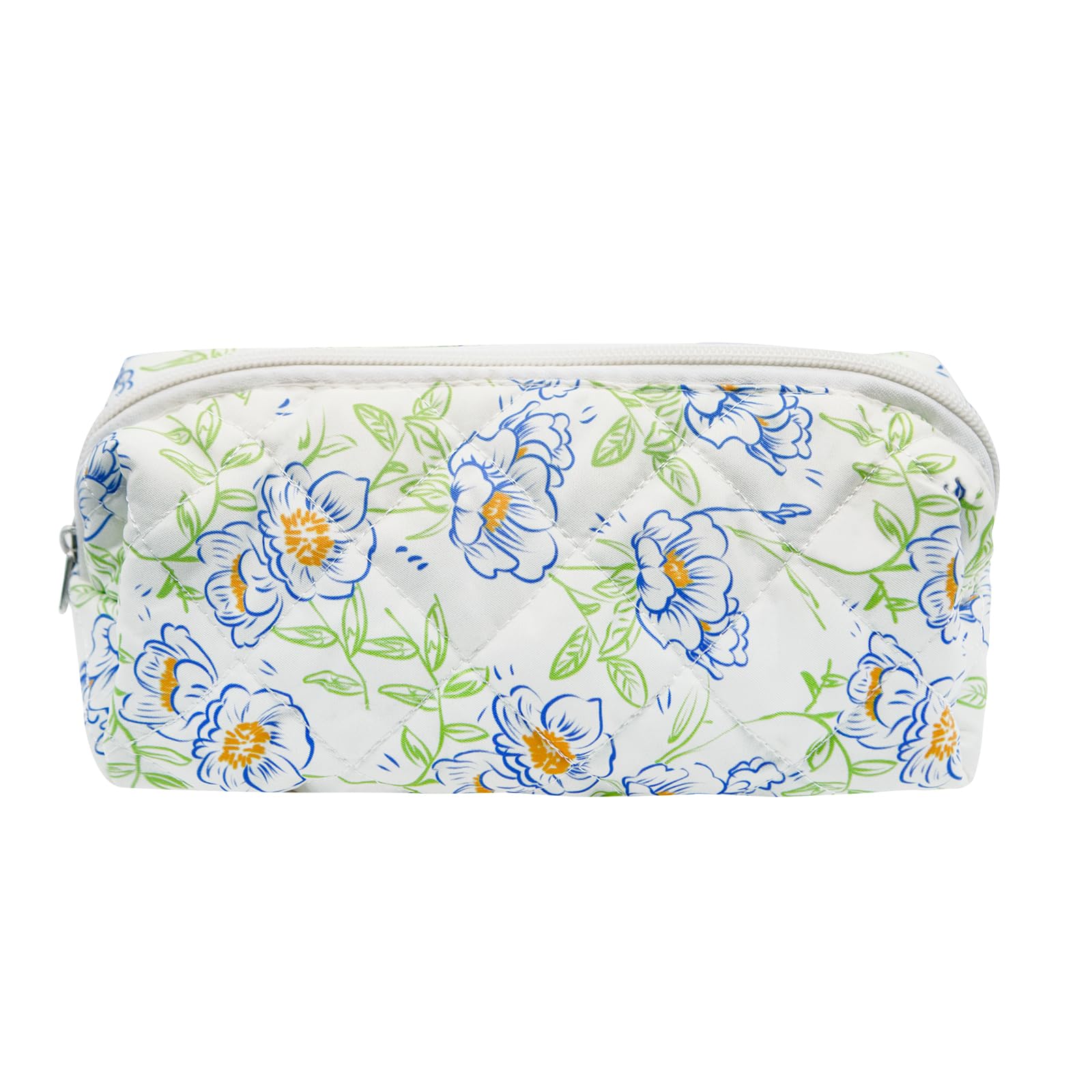 LJCZKA Floral Pencil Case for Girls Women Small Flower Pencil Pouch, Cotton Quilted Makeup Bags for School College Travel