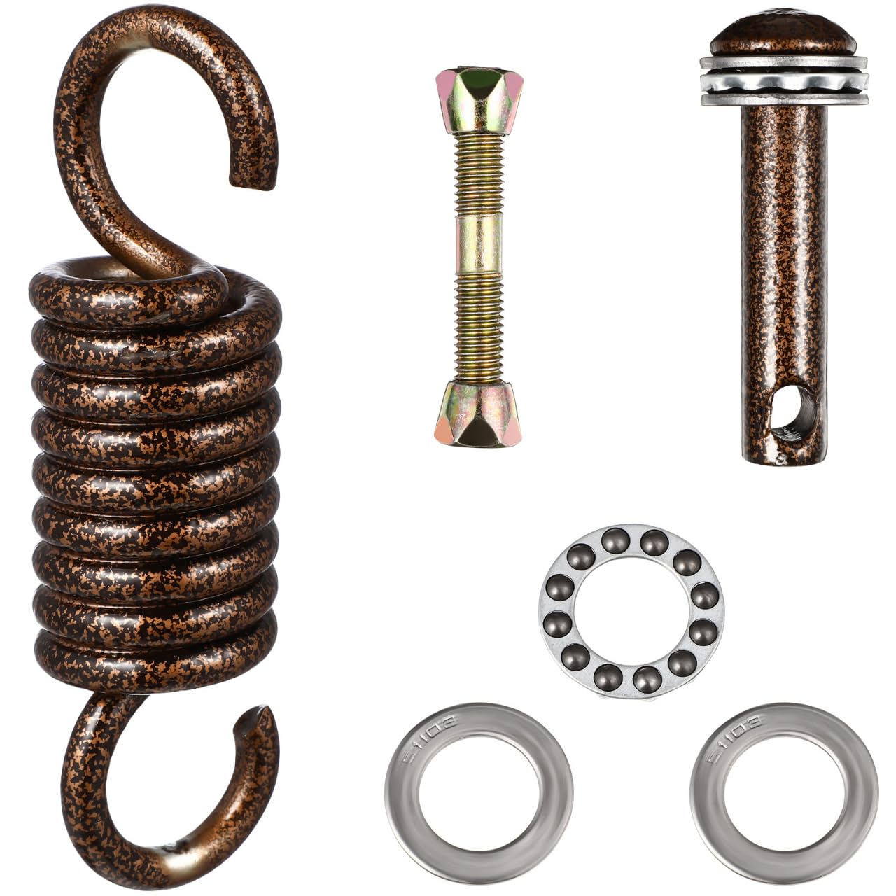 Egg Chair Spring Hook, Heavy-duty Coffee Color Spring Hook Set for Single Hammock Chair Suspension, Replacement Swing Fixings with Outdoor Garden Hanging Accessories