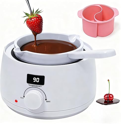 fisca Melter de chocolate con pantalla de temperatura y temperatura ajustable, sumergir, rociar y decorar fresas, pastel pop y chocolates, accesorio