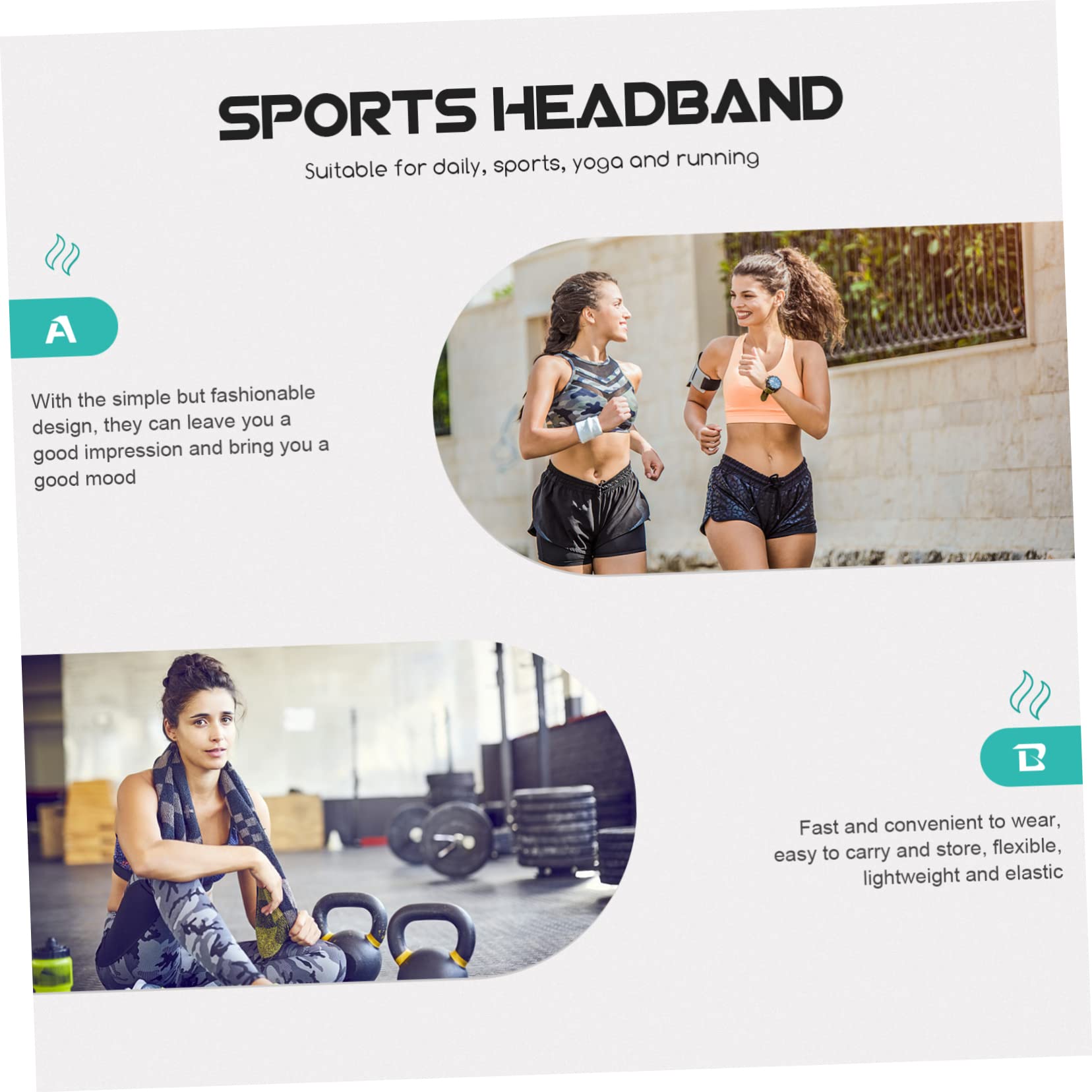 Mipcase 25pezzi Fasce Sportive Assorbenti Per Allenamento Fasce Per Fitness Yoga Corsa e Sport Accessori Traspirante e Leggero Per Donne e Uomini