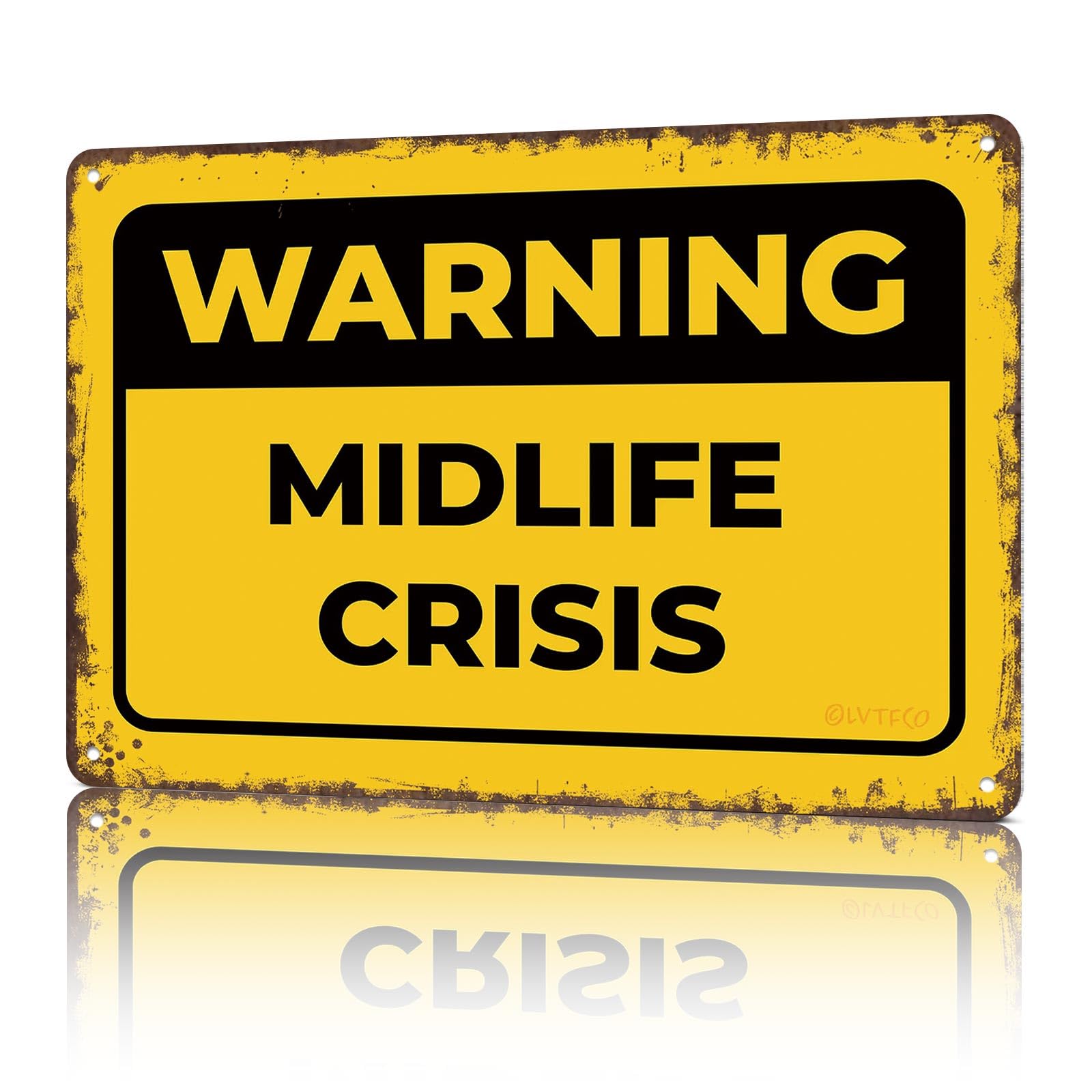 KWQDOZF Vintage Metal Signs Warning Midlife Crisis Funny 8x12inch