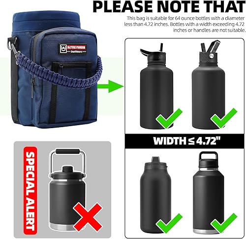 Vista 116 de NATURE PIONEOR Soporte para botella de agua con correa de 25, 32, 40, 64 onzas, funda aislante para botella de agua para senderismo, campamento al