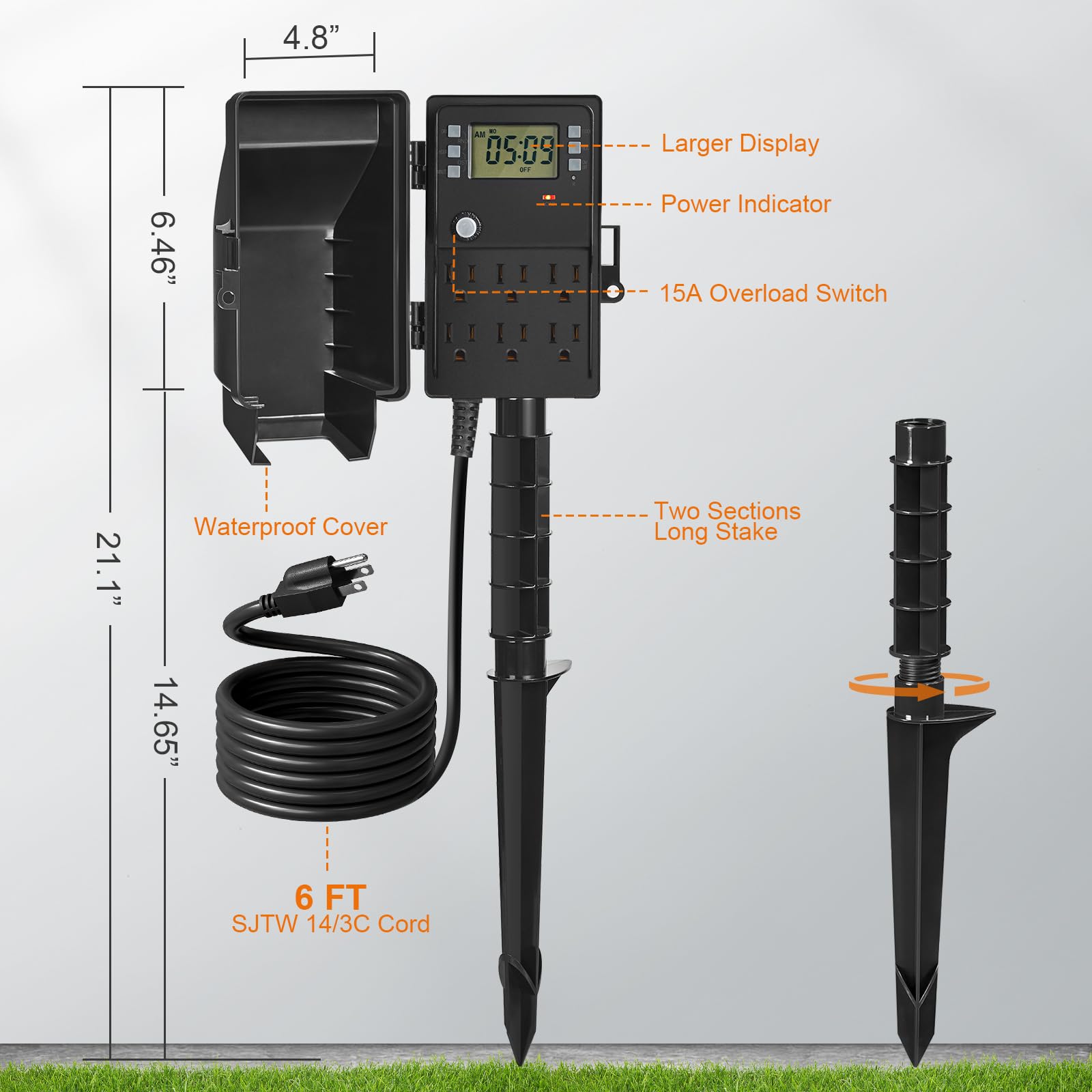 Suraielec Temporizador Digital de estaca USTD16A