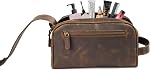 LEATHER VILLAGE Premium Leather Toiletry Travel with Waterproof Lining for Men & Women - Brown | King-Size Handcrafted Vintage Dopp Kit Bag
