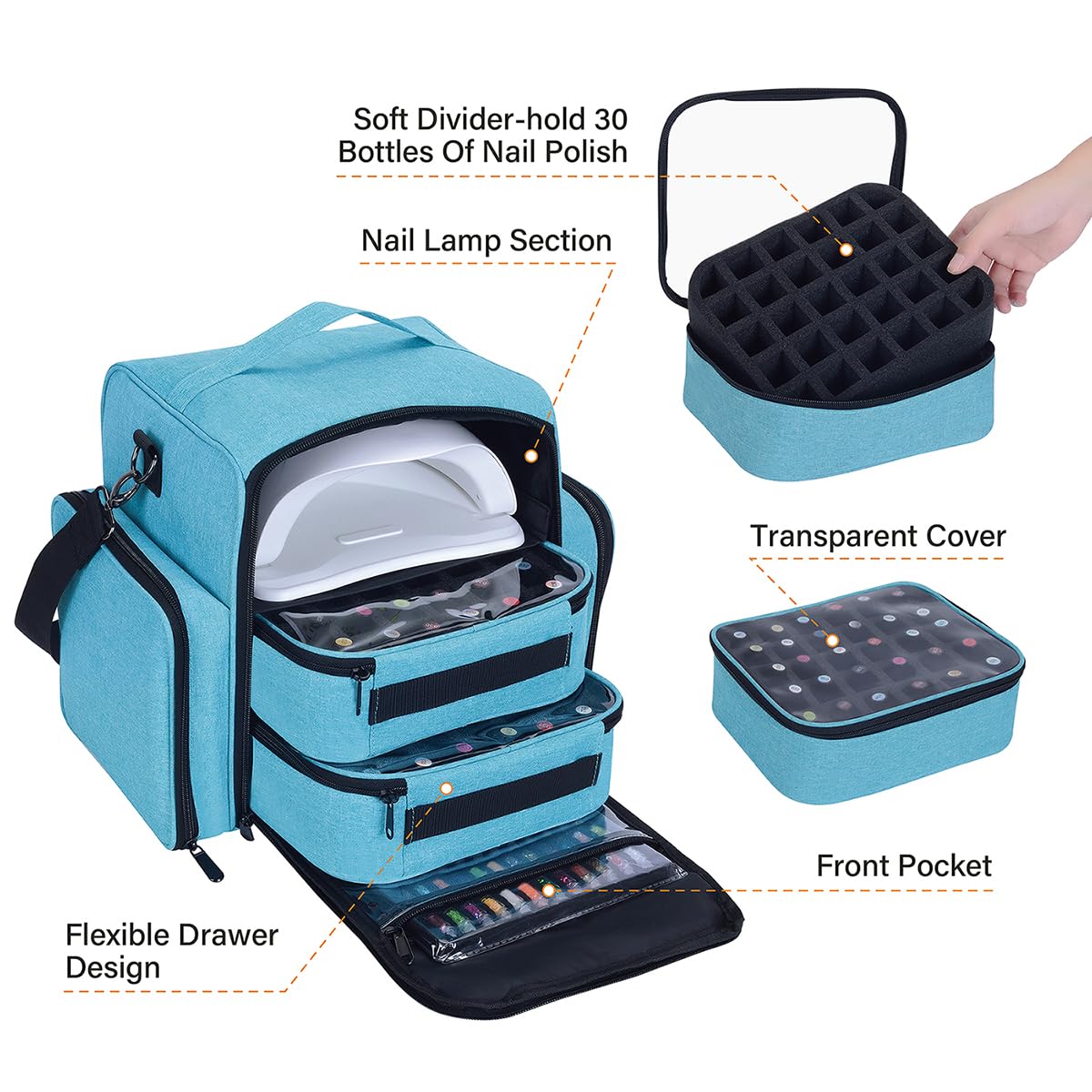 Nail Polish Organizer Case with Detachable Storage Bags