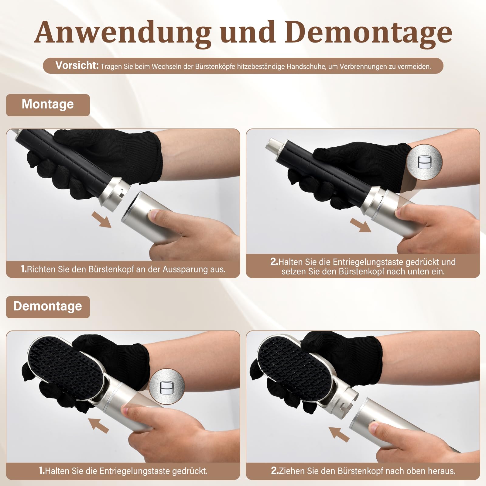 5 in 1 Hairstyler - Professionelle Airstyler mit Ionen Föhn, Lockenstab Automatisch, Warmluftbürste, Glättbürste und Volumen Styling für schnelle Frisuren zu Hause, Büro und Reisen Silber