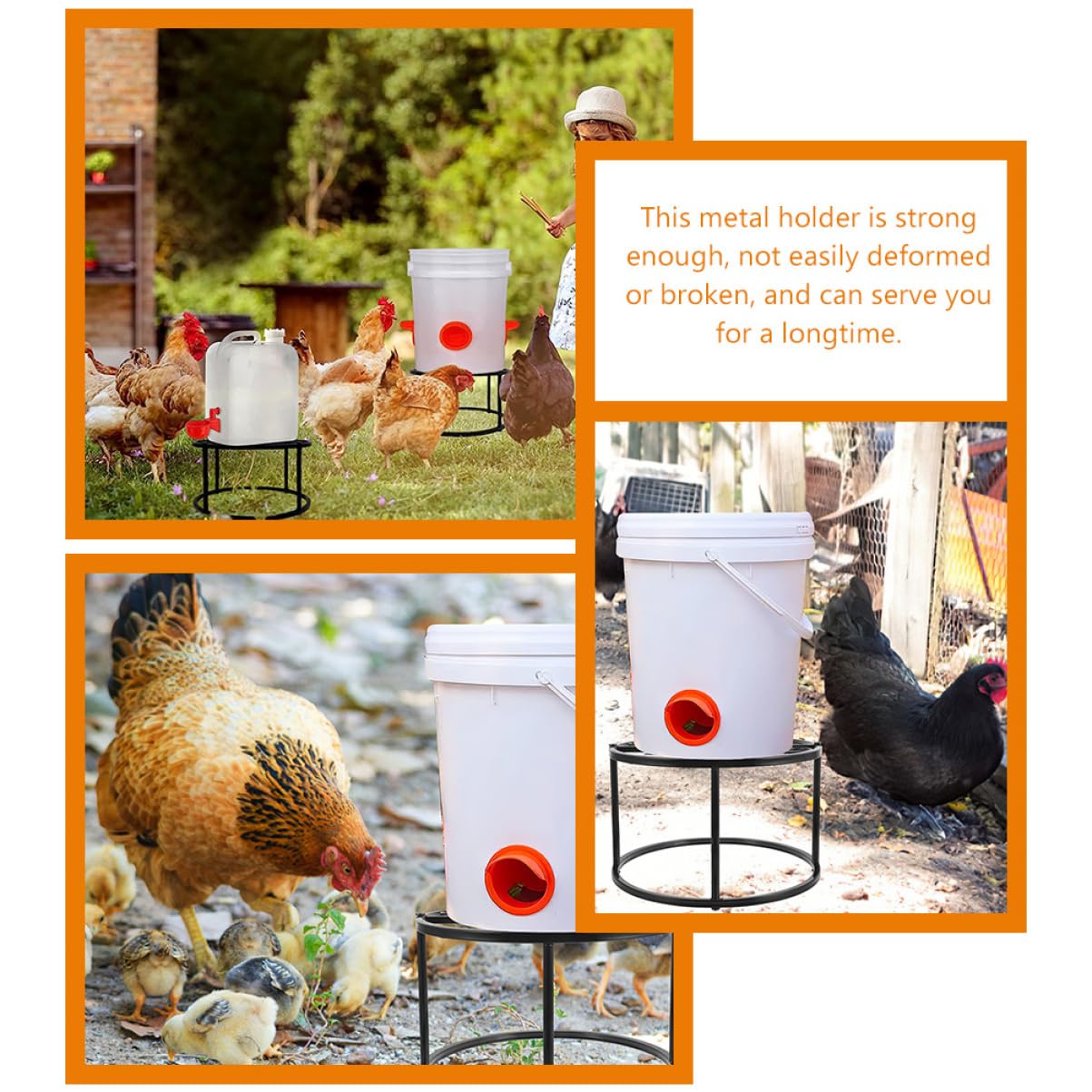 BESTonZON Supporto per Mangiatoia per Polli in Metallo, 2 Pezzi, Struttura Robusta a 4 Gambe per Pollaio Indoor e Outdoor, Resistente All’usura e Facile da Pulire, Forniture per Allevamento