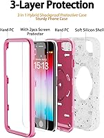 Vista 3 de KCJ Funda para iPhone SE 2022/2020, iPhone 8/7/6/6S, con [2×Protectores de Pantalla][Soporte de Anillo] Silicona Suave+PC Duro Protección Completa