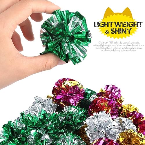 Miniatura 3 de HNYYZL Paquete de 25 bolas arrugadas para gatos, bolas arrugadas originales de Mylar (color al azar)