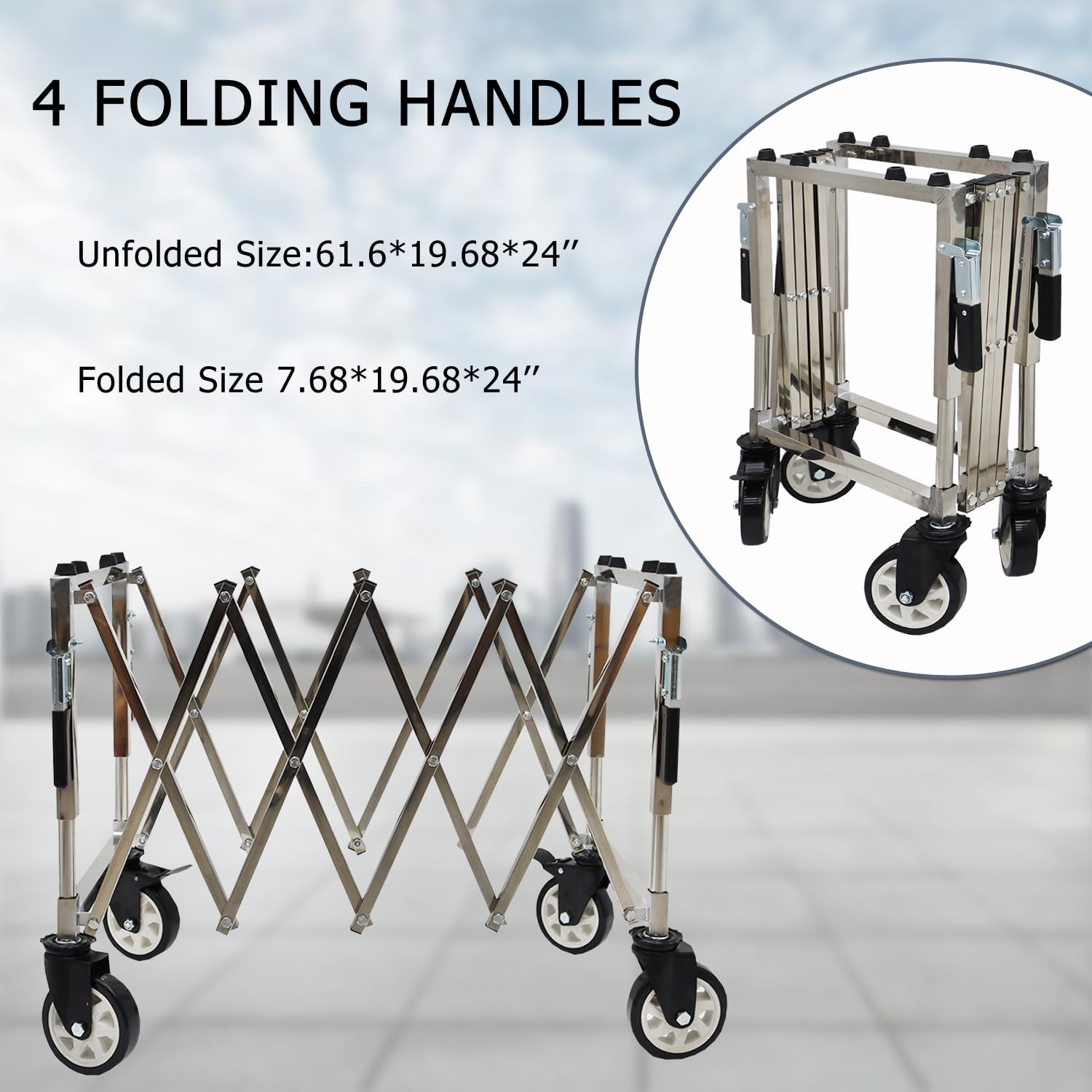 HayWHNKN Folding Coffin Cart Funeral Stretcher Truck Stainless 