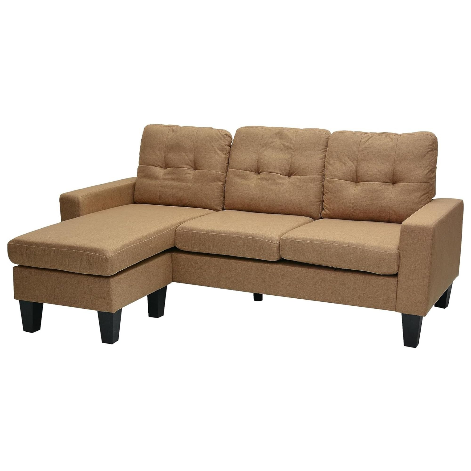 Multi Home Furniture Light Brown Sofa Cum Bed 3 Seater – Foldable PU Leather Futon Sofa Bed with Soft Cushions – Comfortable Couch Sofa for Living Room – Modern 3 Seater Sofa for Small Spaces