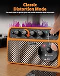 STRICH DSP Mini Amplificateur de pratique pour guitare électrique, 2 x 5W Amplificateur de bureau double haut-parleur avec nettoyage/détortion, 3-4H Batterie, 3.5mm Casque Jack, sans fil portable pour la pratique intérieure & Voyages, Orange