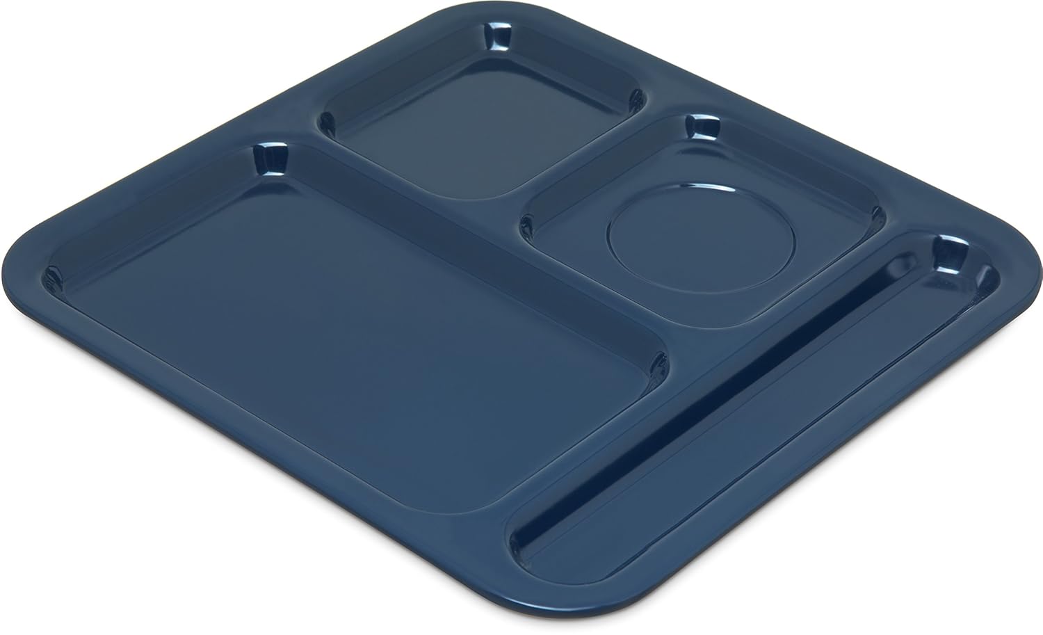 Carlisle FoodService Products Melamine Right-Hand 4-Compartment Tray, 10x9.75 Inches, Dark Blue, Pack of 48