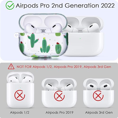 Miniatura 4 de CAGOS Funda para Airpods Pro 2 2022, funda transparente para Airpods Pro de 2 generación con correa de cordón antipérdida y llavero para mujeres,