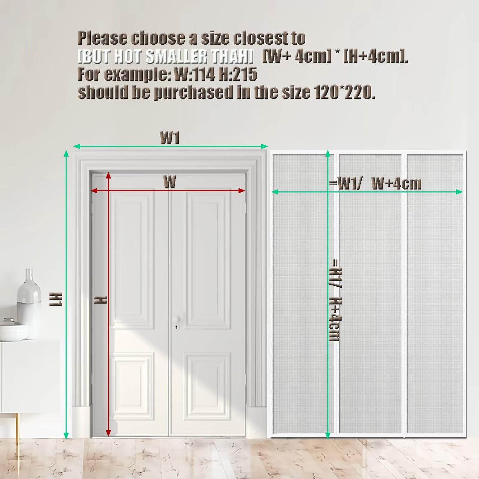 Fliegengitter Tür Magnet Weiß 215x195cm Insektenschutz Magnetfenster, Insektenschutzgitter ohne Bohren für Küche/Wohnzimmer/Schlafzimmer