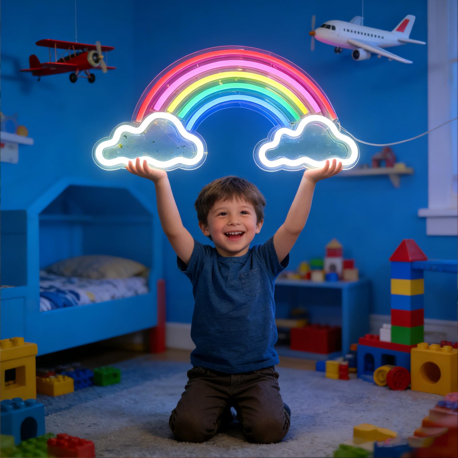 Regenbogen Lampe - Stromversorgungüber USB-Kabel Neon Schild Stimmungslicht Led Wanddeko, Neon Licht Leuchtreklame für Wandleuchte Kinderzimmer und Regenbogen Deko Kinderzimmer
