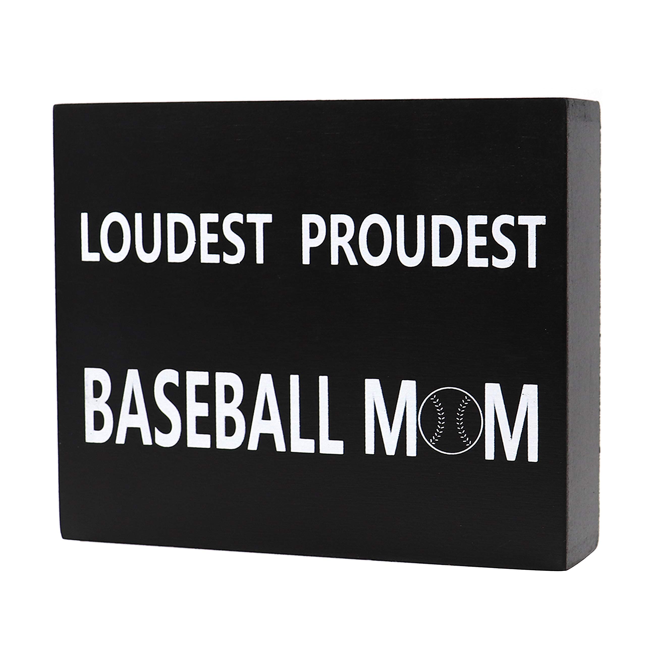 JennyGemsJennyGems Wood Box Sign Loudest Proudest Baseball Mom - Baseball Decor and Accessories - Photo Prop - Mantel Decoration - Baseballism Quotes and Sayings